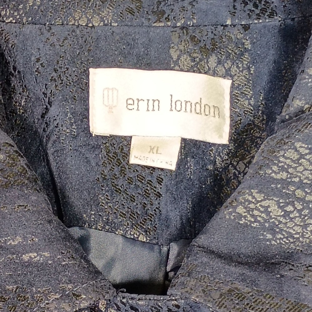 Erin London Textured‎ Snake Print Blazer Women's XL Navy Blue Velour Whimsigoth - Picture 4 of 10